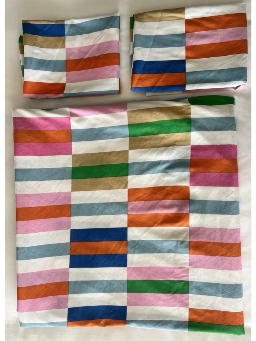 Ikea KLIBBKORSORT Full-Queen Duvet Cover & 2 STD Pillowcases Multicolor Modern